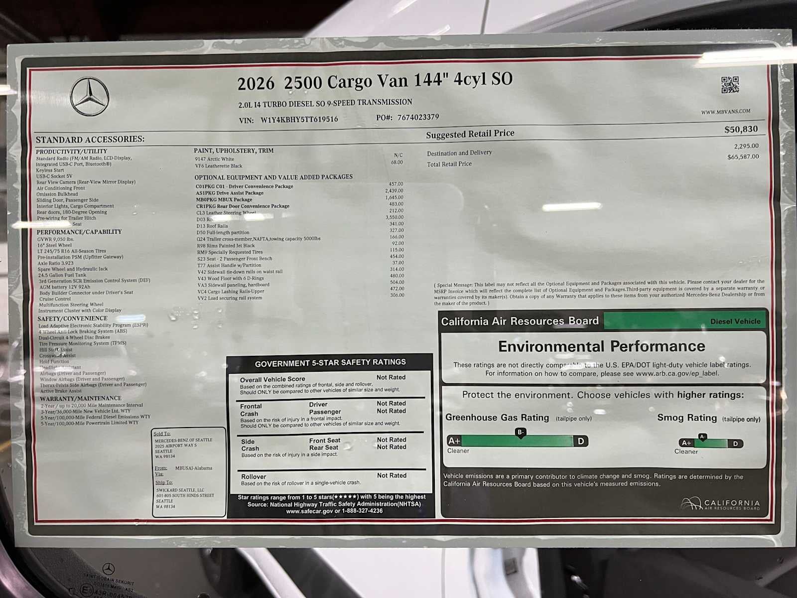 2026 Mercedes-Benz Sprinter 2500 Standard Roof I4 Diesel 144 RWD