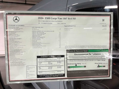 2026 Mercedes-Benz Sprinter Cargo 2500 Standard Roof I4 Diesel 144 RWD