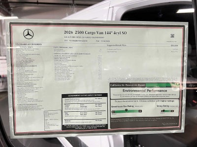 2026 Mercedes-Benz Sprinter 2500 Standard Roof I4 Diesel 144 RWD