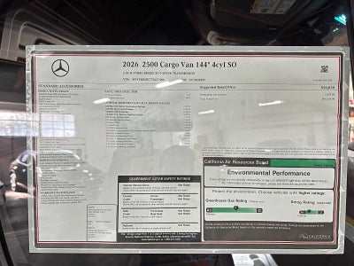 2026 Mercedes-Benz Sprinter Cargo 2500 Standard Roof I4 Diesel 144 RWD