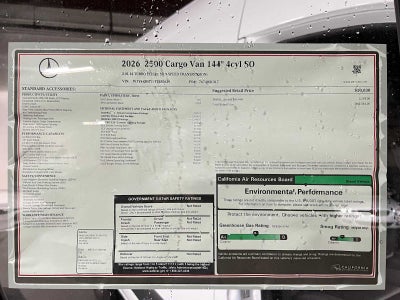 2026 Mercedes-Benz Sprinter Cargo 2500 Standard Roof I4 Diesel 144 RWD