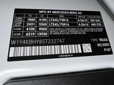 2025 Mercedes-Benz Sprinter Cargo 2500 Standard Roof I4 Diesel 144 RWD