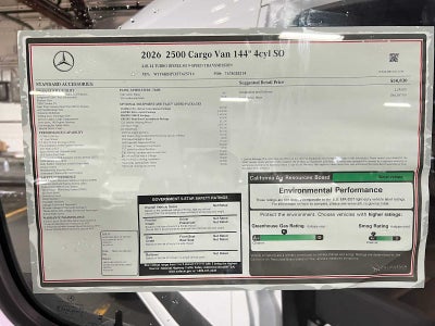 2026 Mercedes-Benz Sprinter Cargo 2500 Standard Roof I4 Diesel 144 RWD