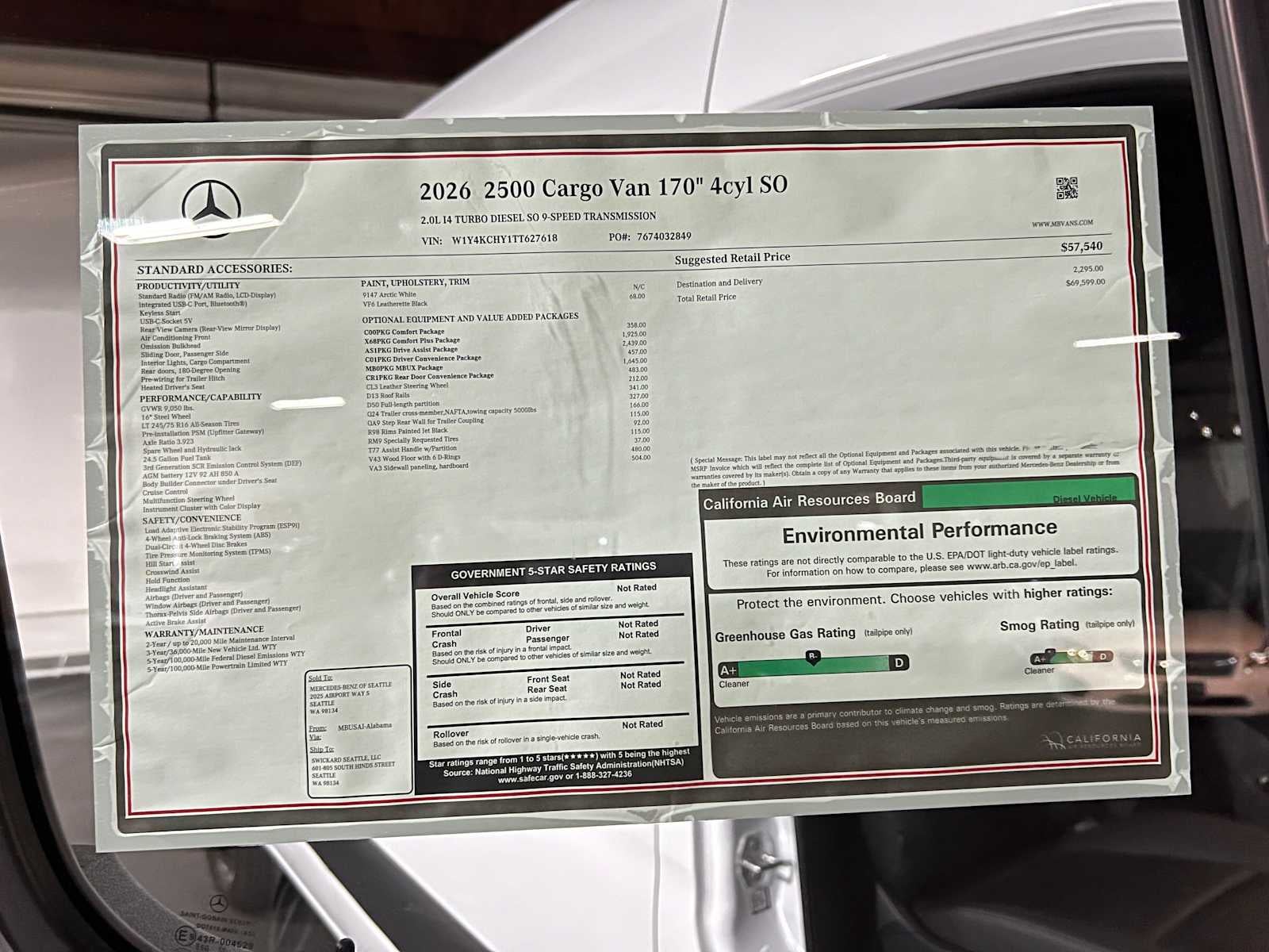 2026 Mercedes-Benz Sprinter 2500 High Roof I4 Diesel 170 RWD