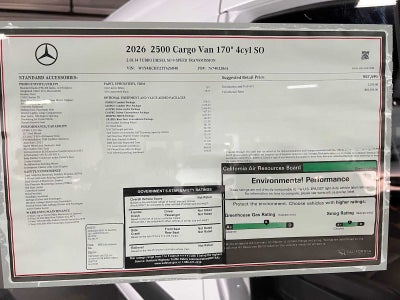2026 Mercedes-Benz Sprinter Cargo 2500 High Roof I4 Diesel 170 RWD