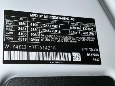 2026 Mercedes-Benz Sprinter Cargo 2500 High Roof I4 Diesel 170 RWD