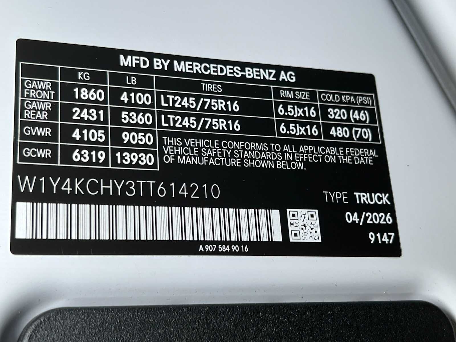 2026 Mercedes-Benz Sprinter Cargo 2500 High Roof I4 Diesel 170 RWD