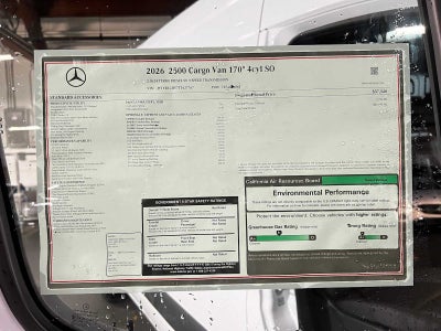 2026 Mercedes-Benz Sprinter 2500 High Roof I4 Diesel 170 RWD