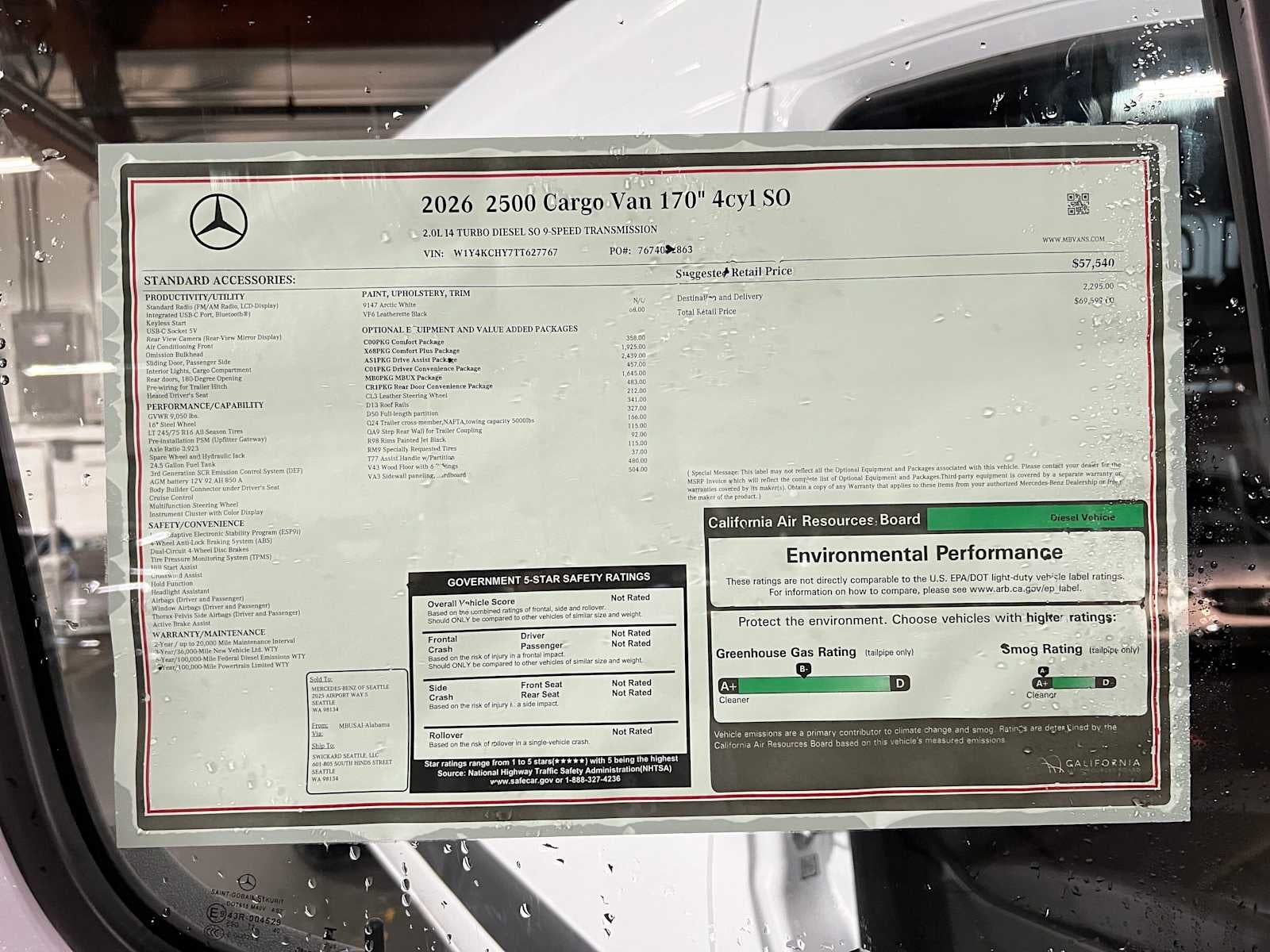 2026 Mercedes-Benz Sprinter 2500 High Roof I4 Diesel 170 RWD