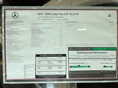 2027 Mercedes-Benz Sprinter Cargo 2500 High Roof I4 Diesel 170 RWD