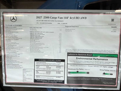 2027 Mercedes-Benz Sprinter Cargo 2500 Standard Roof I4 Diesel HO 144 AWD
