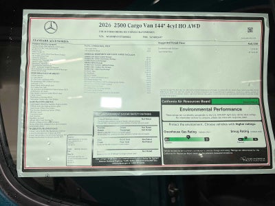 2026 Mercedes-Benz Sprinter Cargo Van 2500 Standard Roof I4 Diesel HO 144 AWD