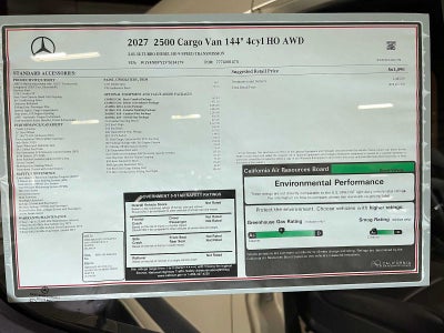 2027 Mercedes-Benz Sprinter Cargo 2500 Standard Roof I4 Diesel HO 144 AWD