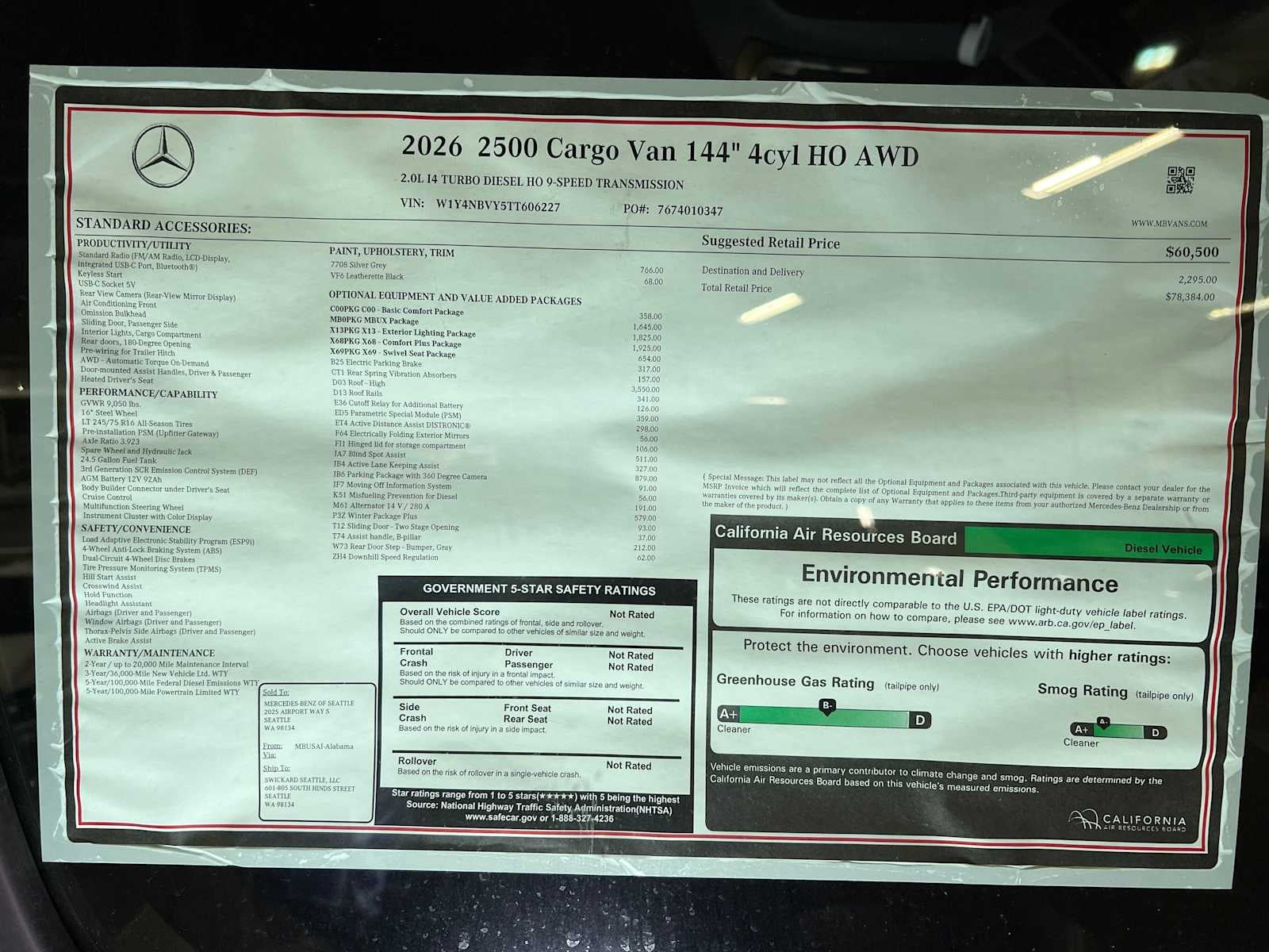 2026 Mercedes-Benz Sprinter 2500 Standard Roof I4 Diesel HO 144" AWD