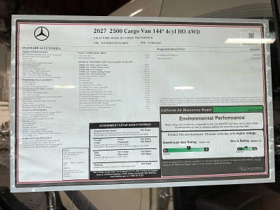 2027 Mercedes-Benz Sprinter Cargo 2500 Standard Roof I4 Diesel HO 144 AWD