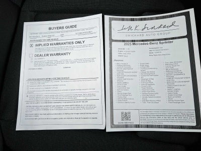 2025 Mercedes-Benz Sprinter Cargo Van 2500 High Roof I4 Diesel HO 170" RWD