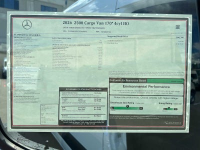 2026 Mercedes-Benz Sprinter 2500 High Roof I4 Diesel HO 170 RWD