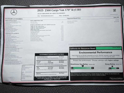 2025 Mercedes-Benz Sprinter Cargo Van 2500 High Roof I4 Diesel HO 170" RWD