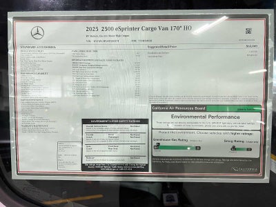 2025 Mercedes-Benz eSprinter Cargo Van 2500 High Roof HO 170 RWD