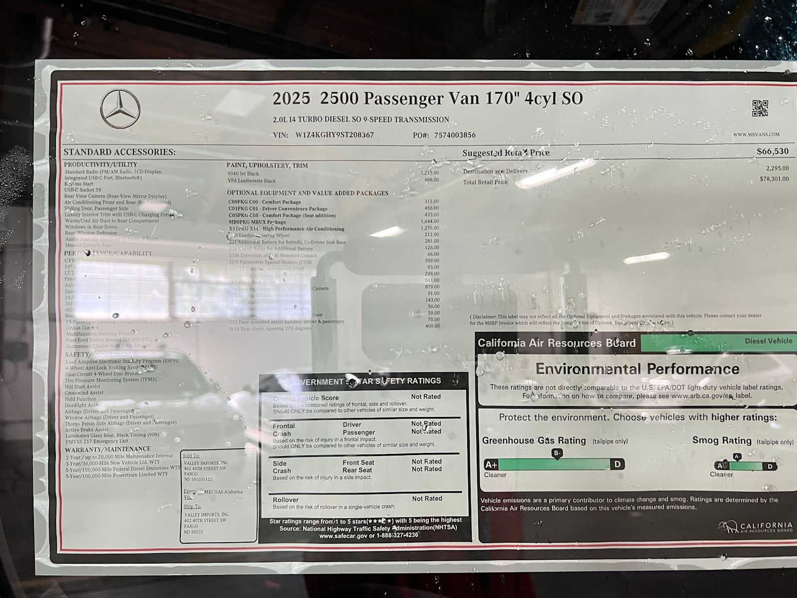 2025 Mercedes-Benz Sprinter Passenger Van 2500 High Roof I4 Diesel 170 RWD