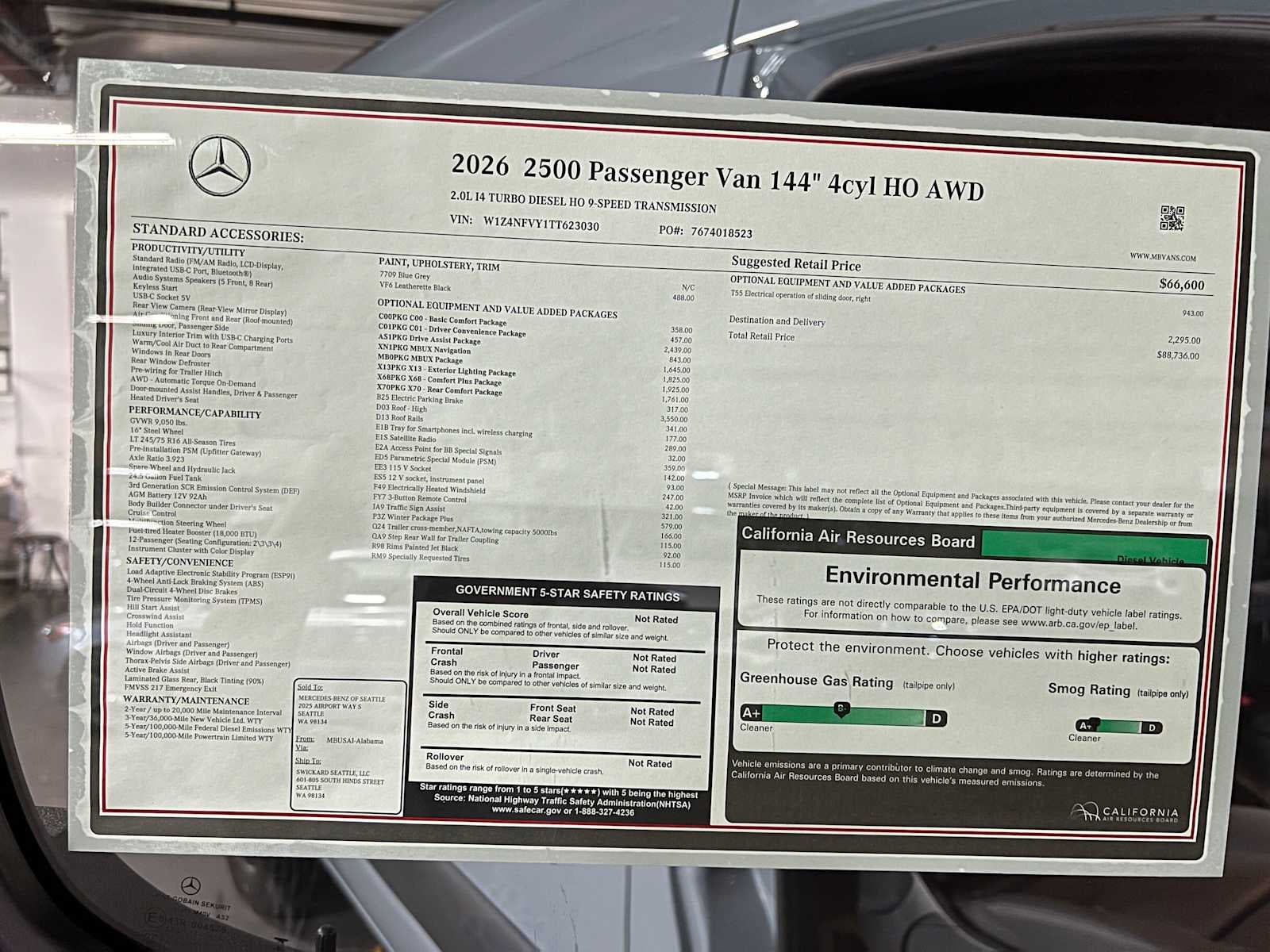 2026 Mercedes-Benz Sprinter Passenger Van 2500 Standard Roof I4 Diesel HO 144 AWD