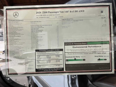 2026 Mercedes-Benz Sprinter Passenger Van 2500 Standard Roof I4 Diesel HO 144 AWD