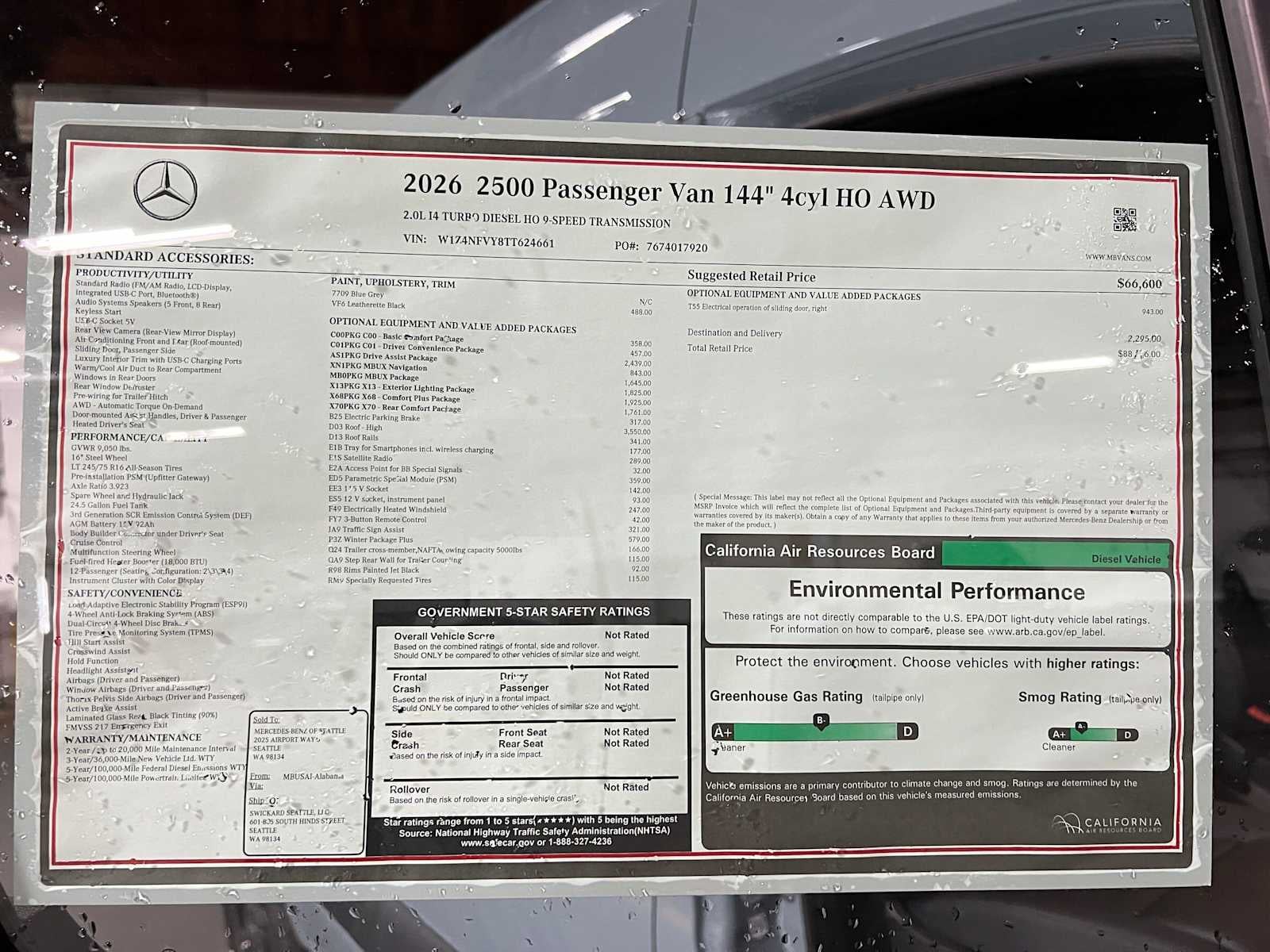 2026 Mercedes-Benz Sprinter Passenger 2500 Standard Roof I4 Diesel HO 144 AWD