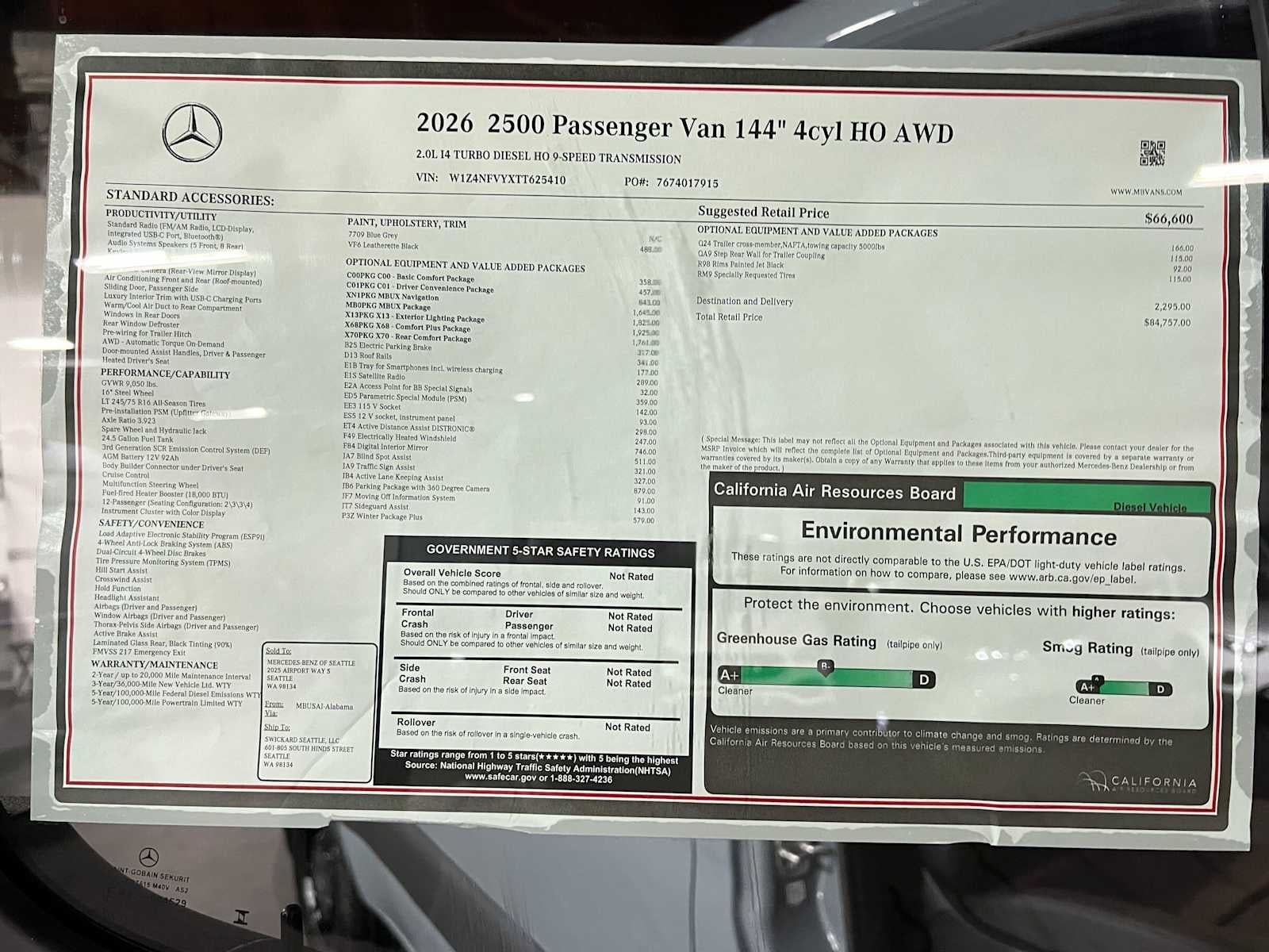2026 Mercedes-Benz Sprinter Passenger 2500 Standard Roof I4 Diesel HO 144 AWD