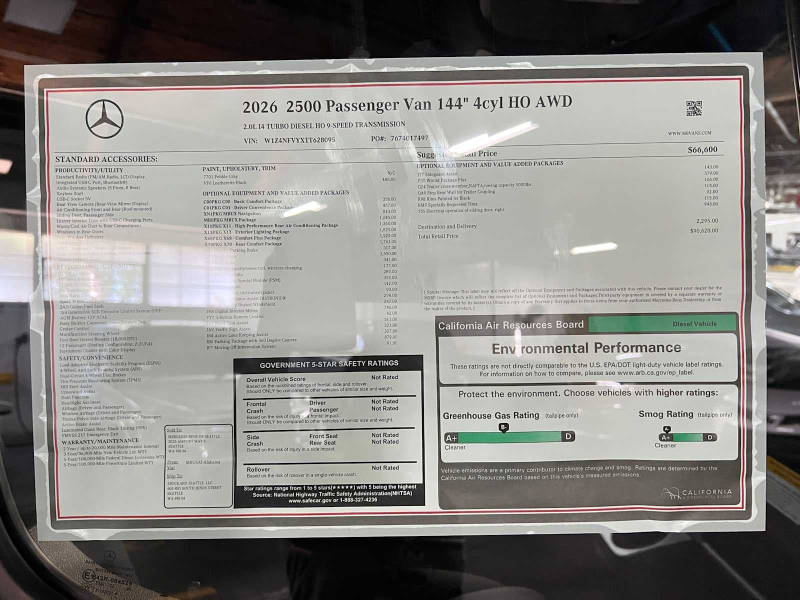 2026 Mercedes-Benz Sprinter Passenger 2500 Standard Roof I4 Diesel HO 144 AWD