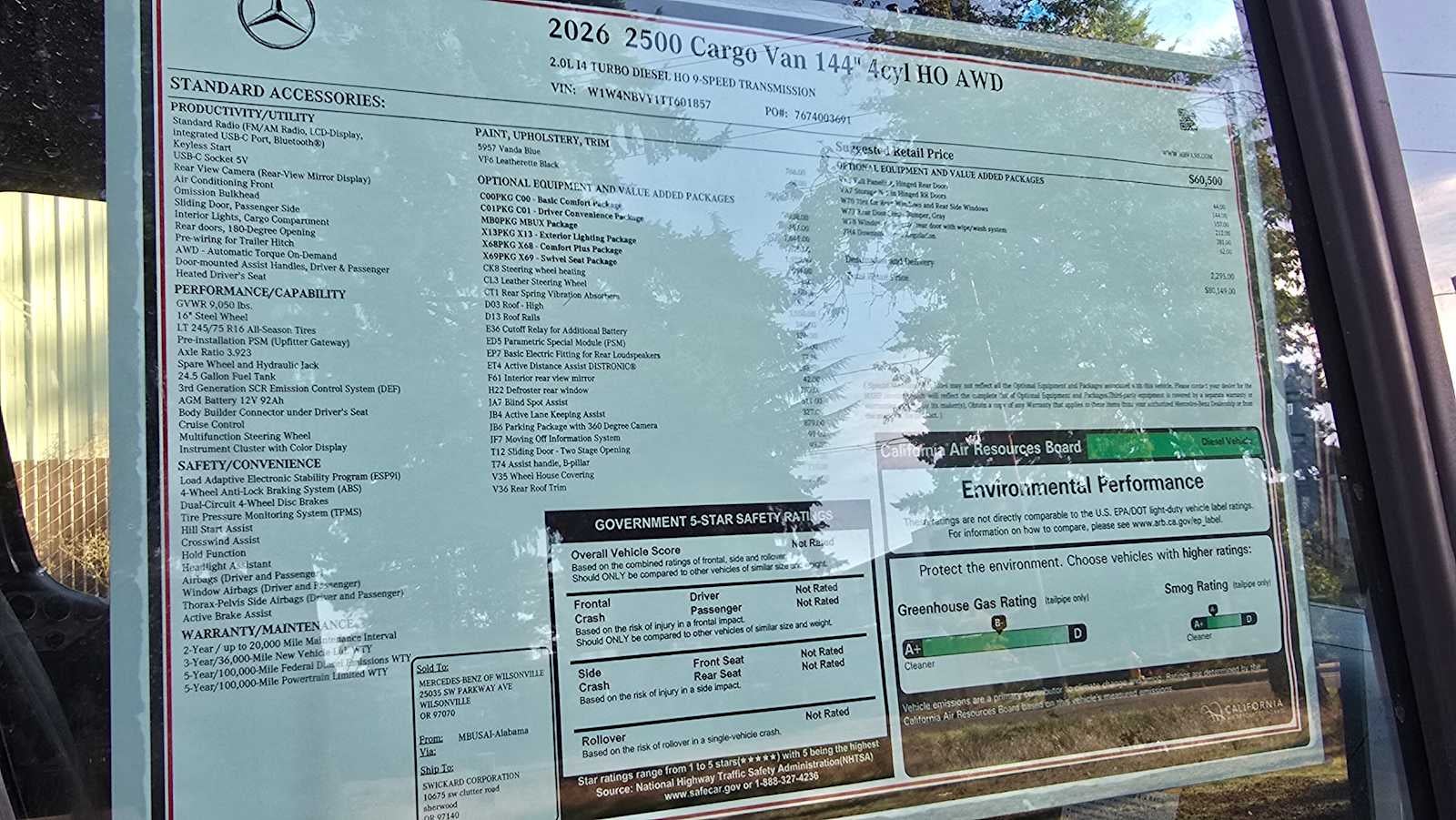 2026 Mercedes-Benz Sprinter 2500 Standard Roof I4 Diesel HO 144" AWD