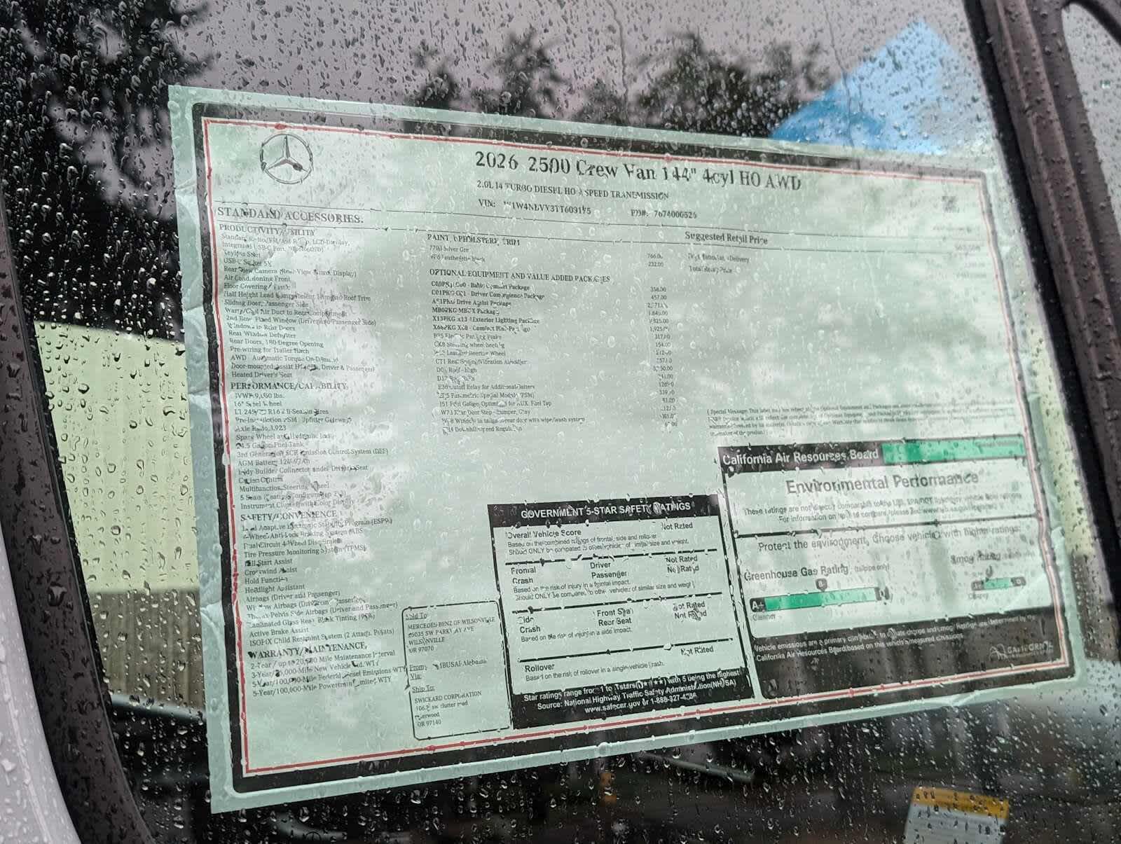 2026 Mercedes-Benz Sprinter 2500 Standard Roof I4 Diesel HO 144" AWD