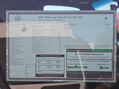 2026 Mercedes-Benz Sprinter Cargo 2500 Standard Roof I4 Diesel HO 144 AWD