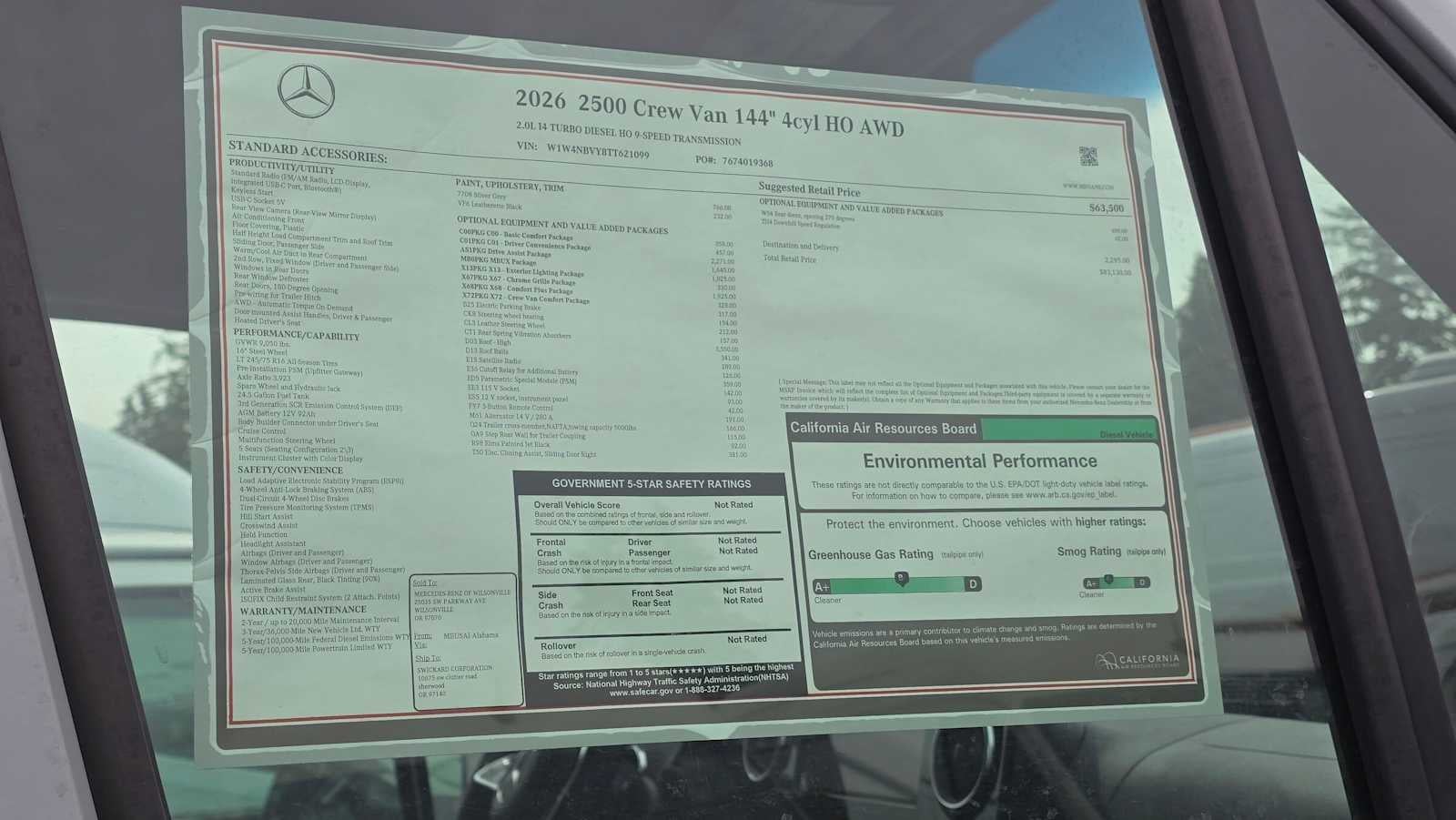 2026 Mercedes-Benz Sprinter 2500 Standard Roof I4 Diesel HO 144 AWD