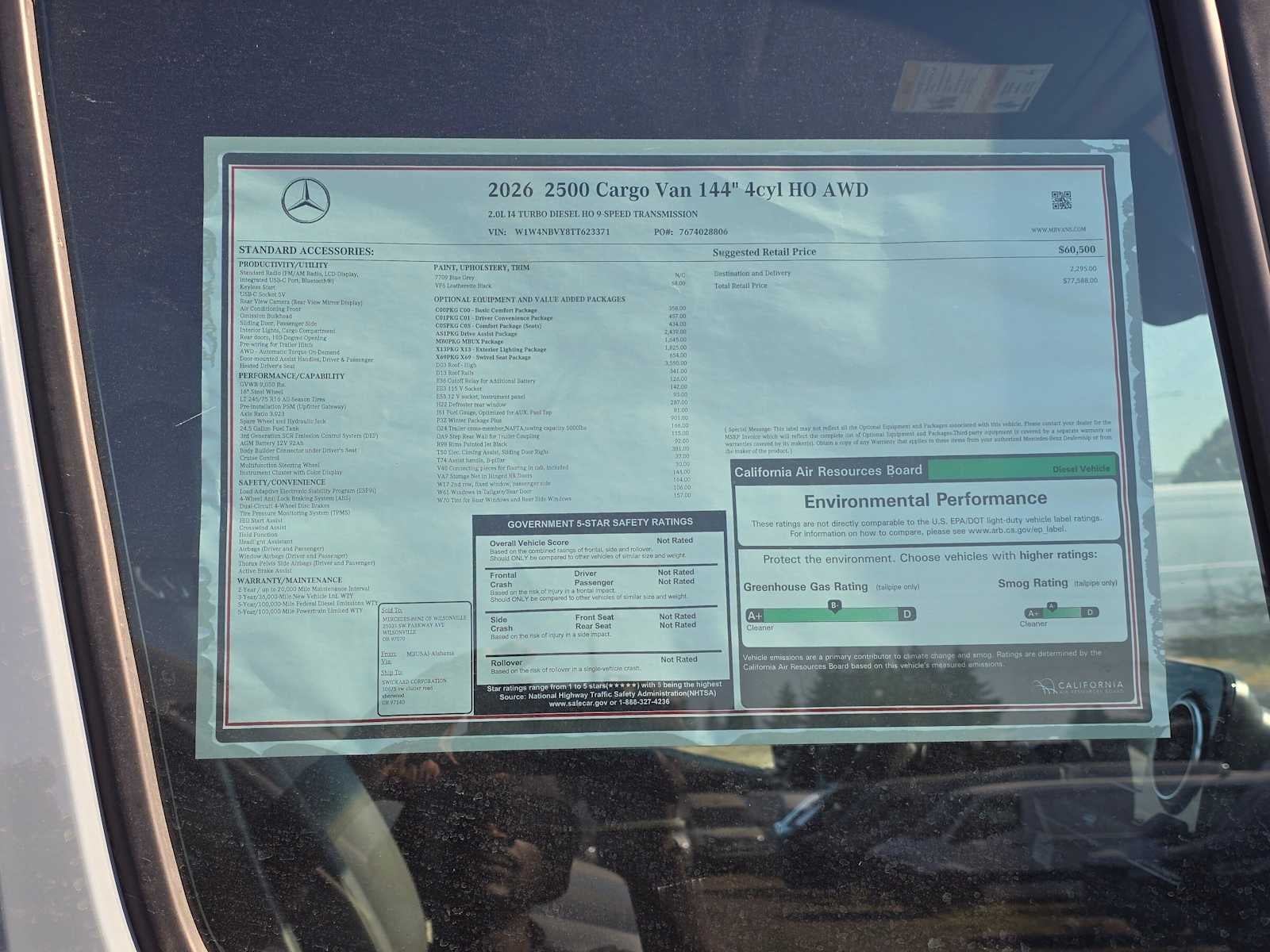 2026 Mercedes-Benz Sprinter 2500 Standard Roof I4 Diesel HO 144 AWD