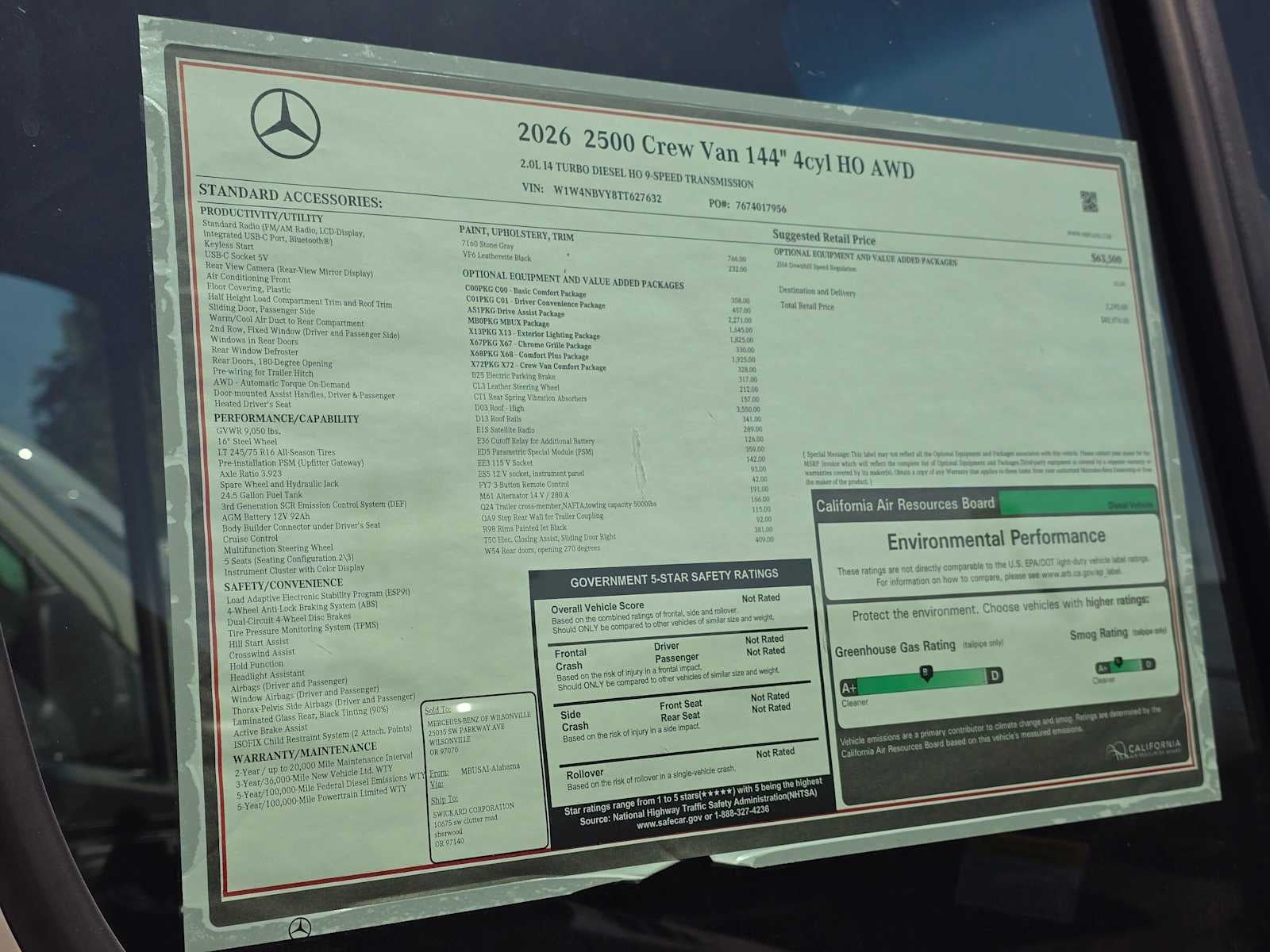2026 Mercedes-Benz Sprinter Crew 2500 Standard Roof I4 Diesel HO 144 AWD