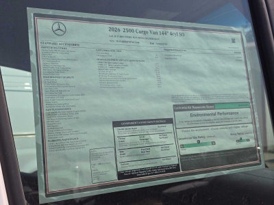 2026 Mercedes-Benz Sprinter Cargo 2500 Standard Roof I4 Diesel 144 RWD
