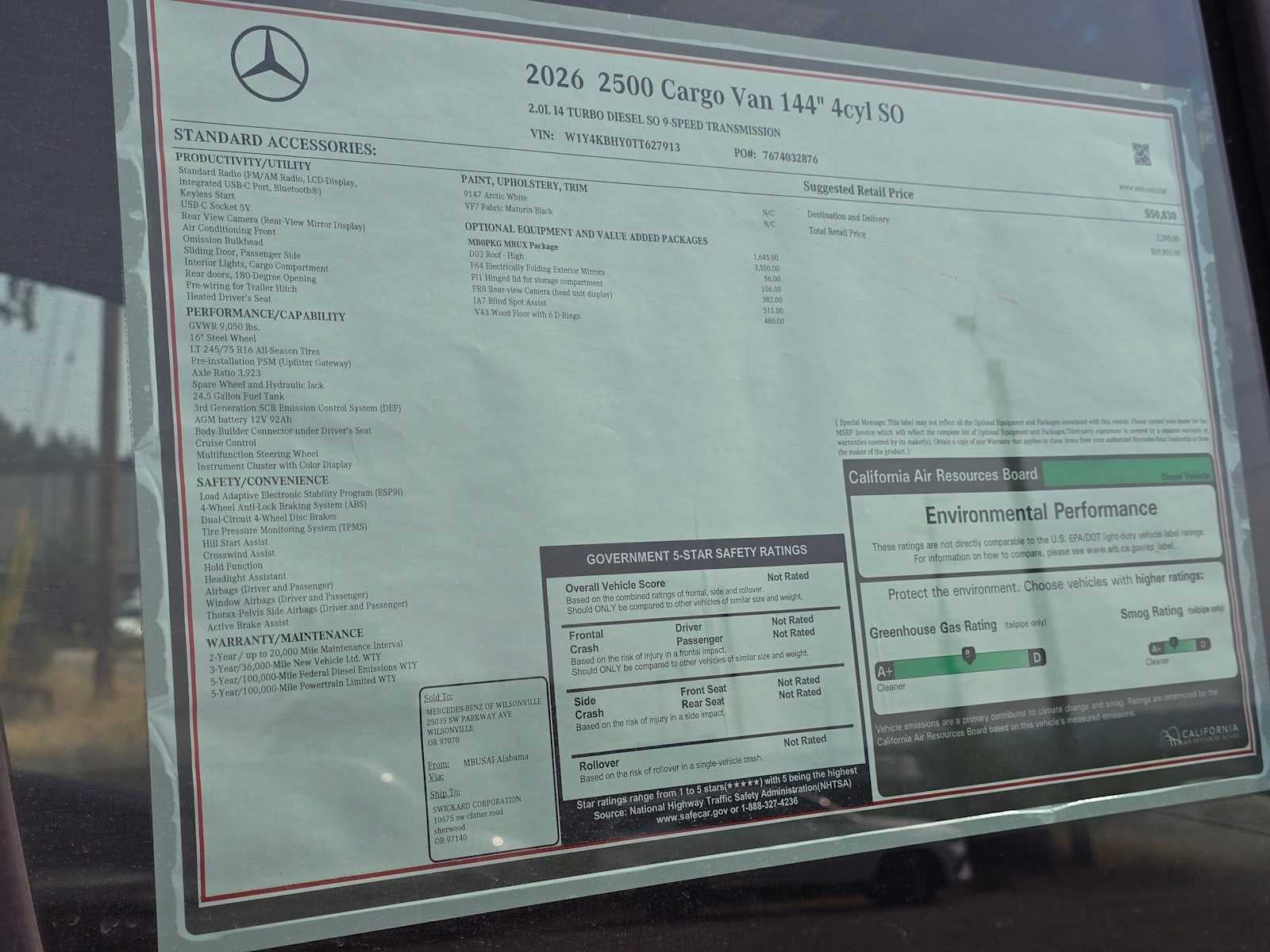 2026 Mercedes-Benz Sprinter 2500 Standard Roof I4 Diesel 144 RWD