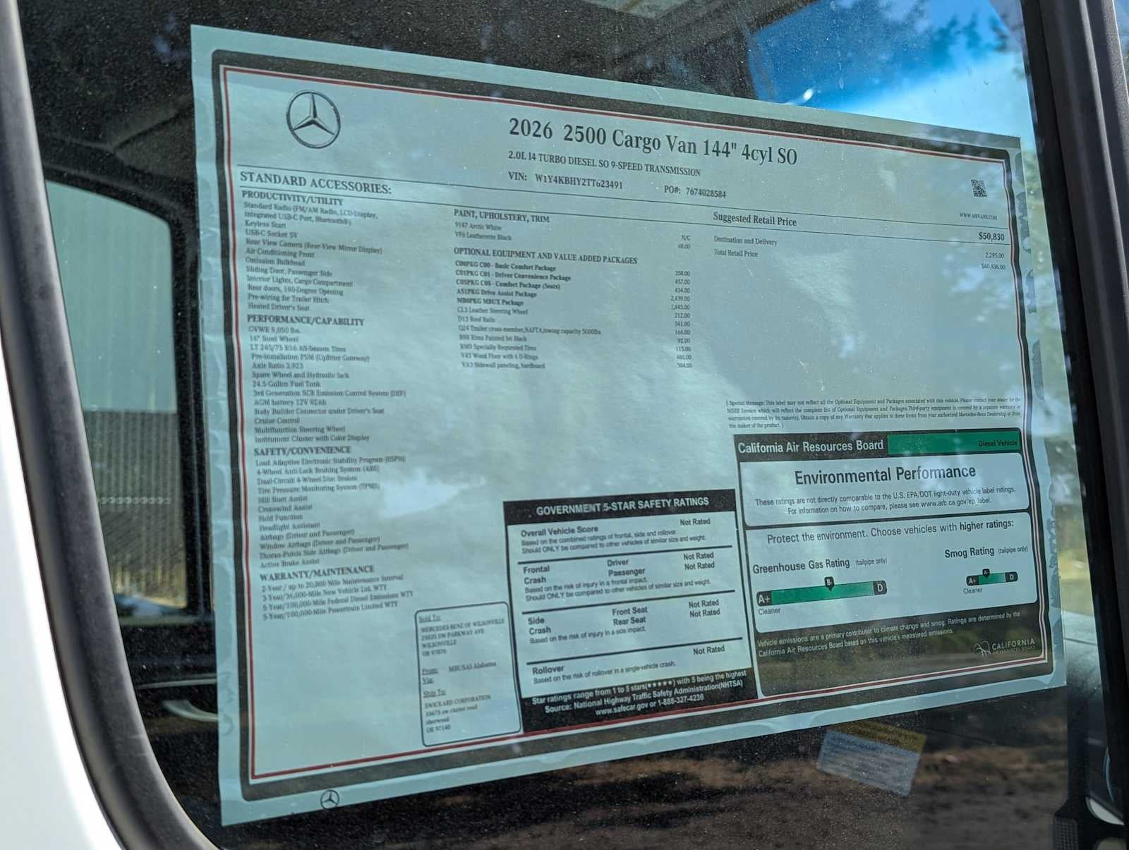 2026 Mercedes-Benz Sprinter 2500 Standard Roof I4 Diesel 144 RWD