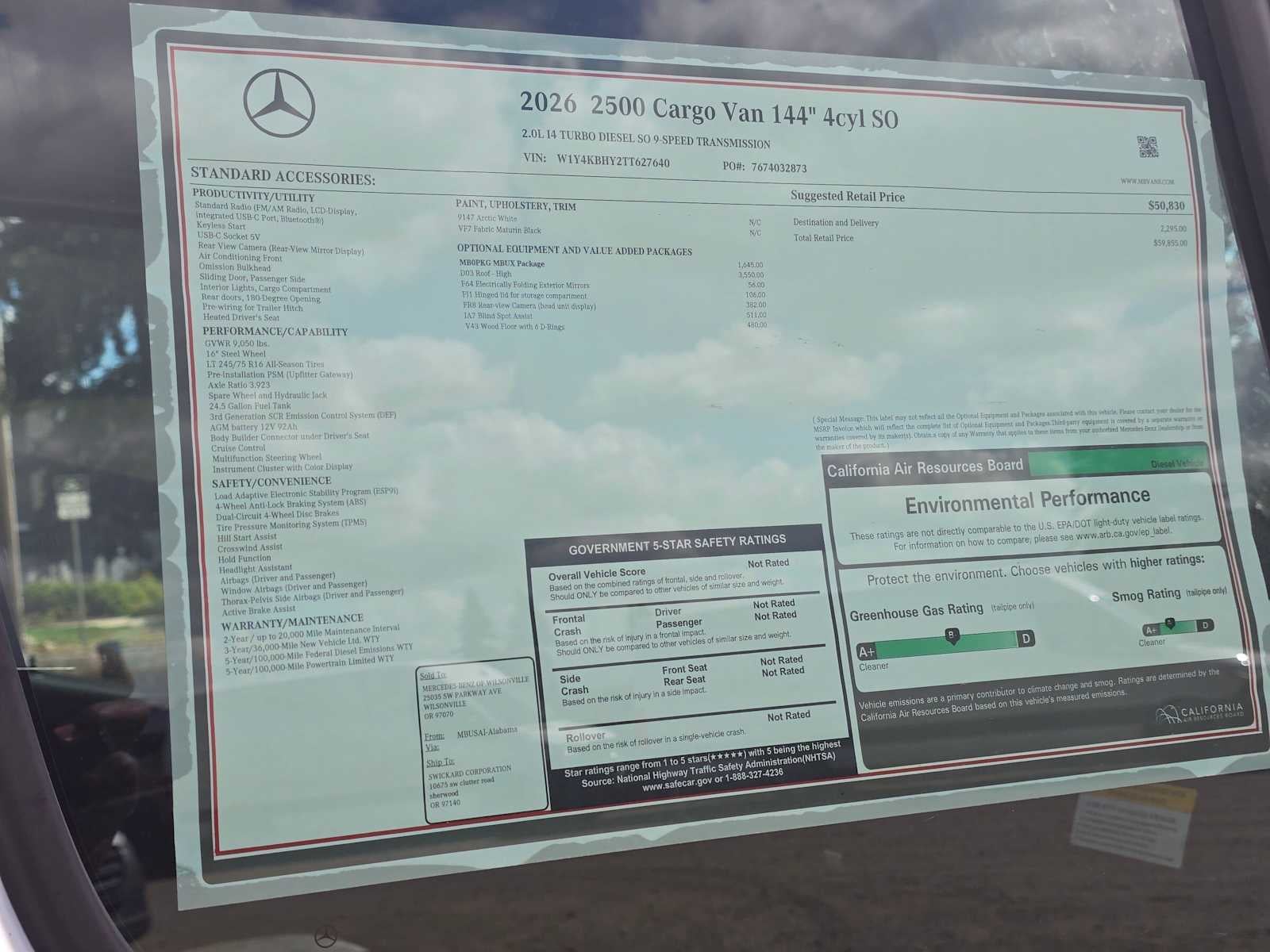 2026 Mercedes-Benz Sprinter 2500 Standard Roof I4 Diesel 144 RWD