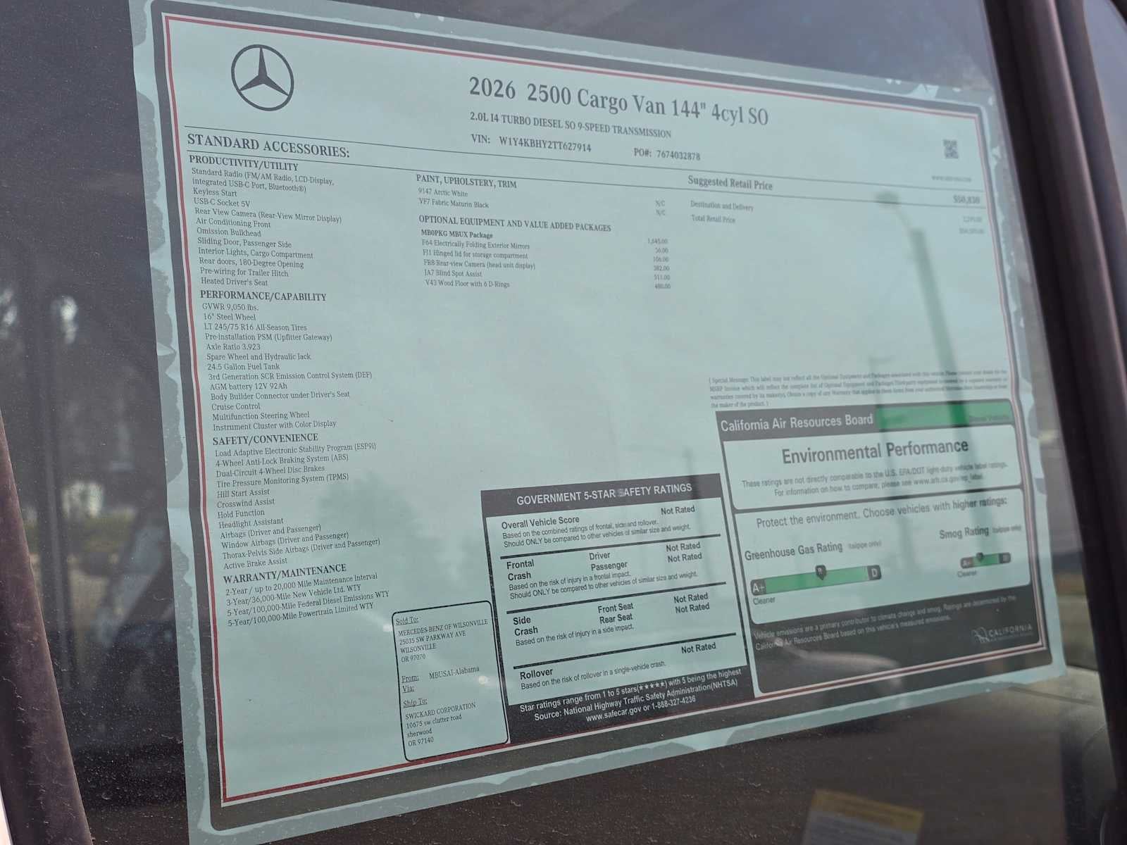 2026 Mercedes-Benz Sprinter 2500 Standard Roof I4 Diesel 144 RWD