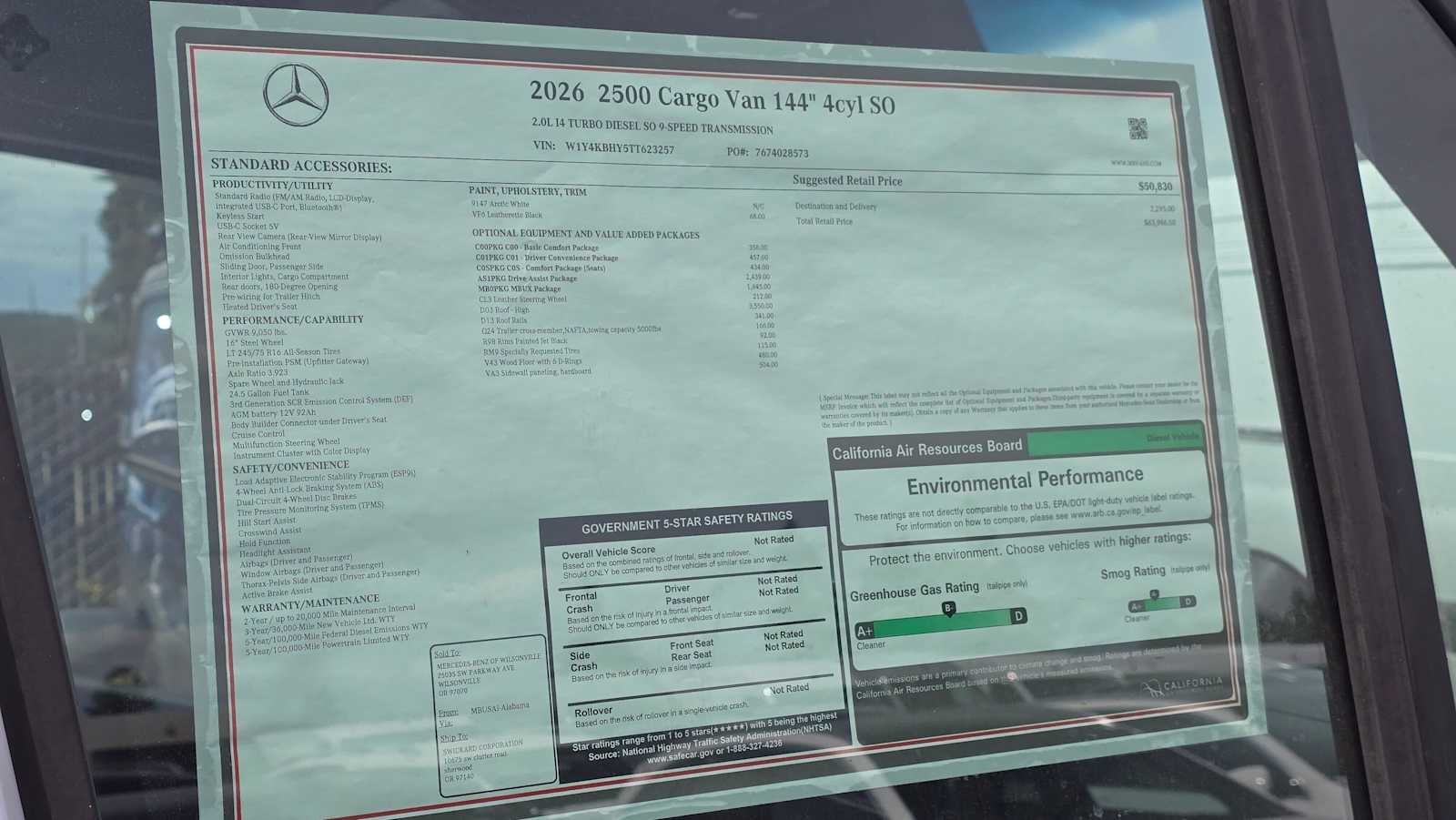 2026 Mercedes-Benz Sprinter 2500 Standard Roof I4 Diesel 144 RWD