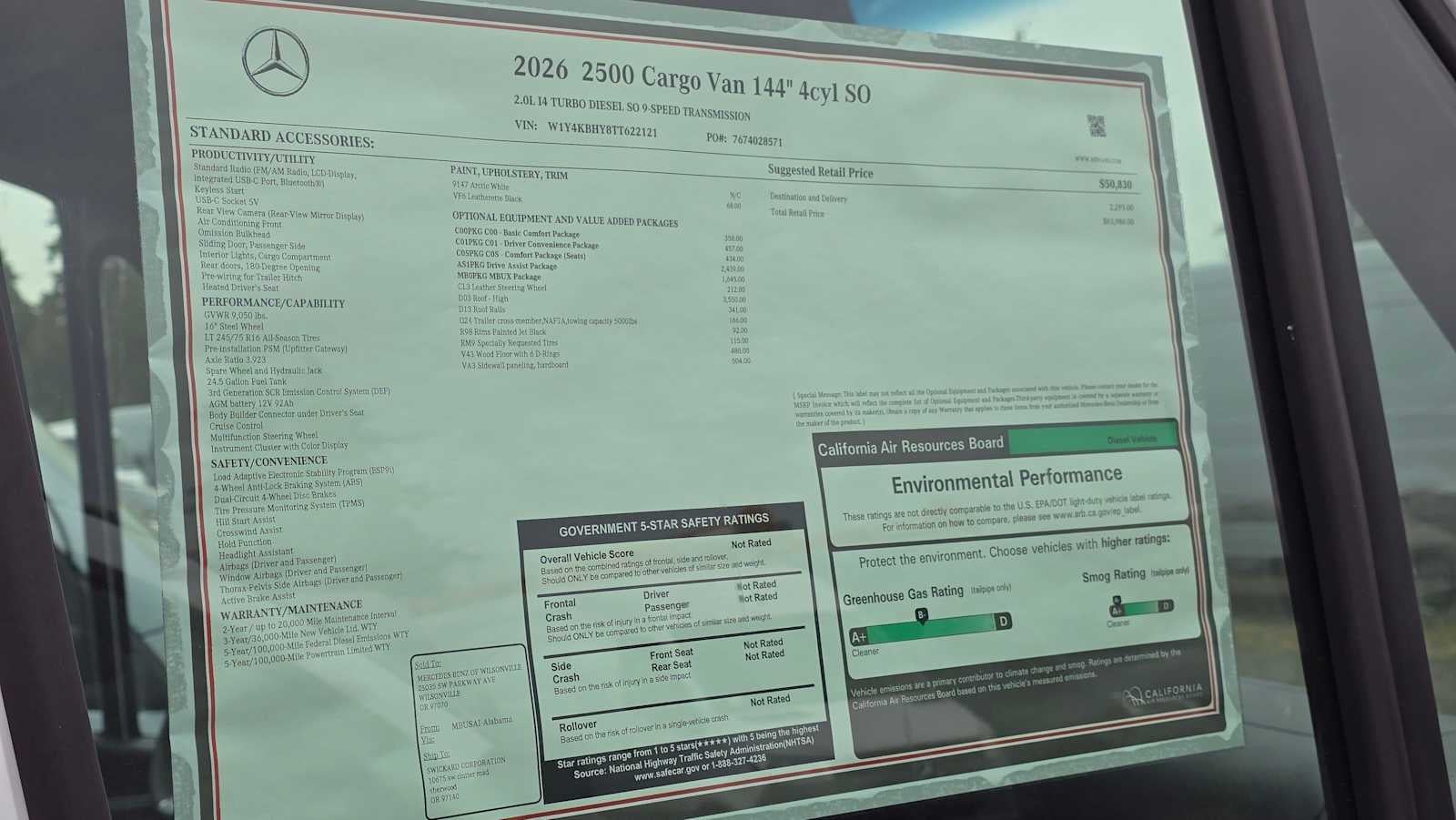 2026 Mercedes-Benz Sprinter 2500 Standard Roof I4 Diesel 144 RWD