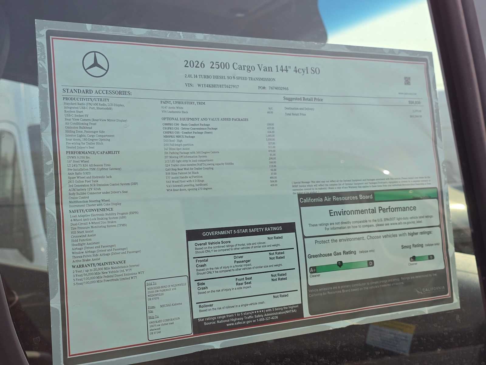 2026 Mercedes-Benz Sprinter 2500 Standard Roof I4 Diesel 144 RWD