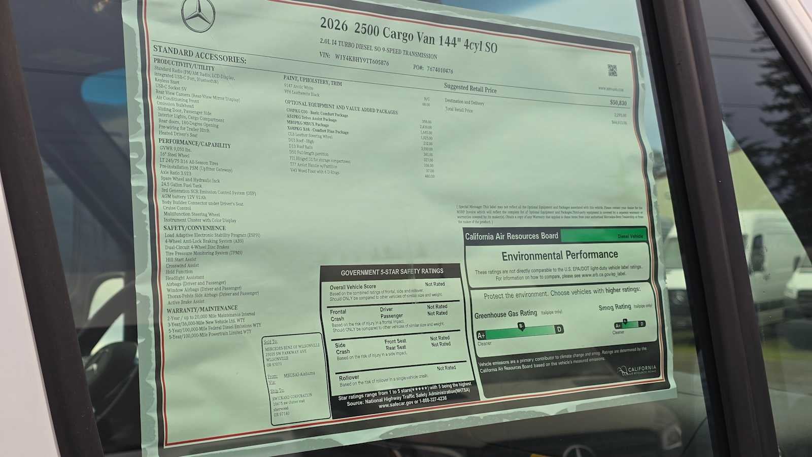 2026 Mercedes-Benz Sprinter 2500 Standard Roof I4 Diesel 144" RWD