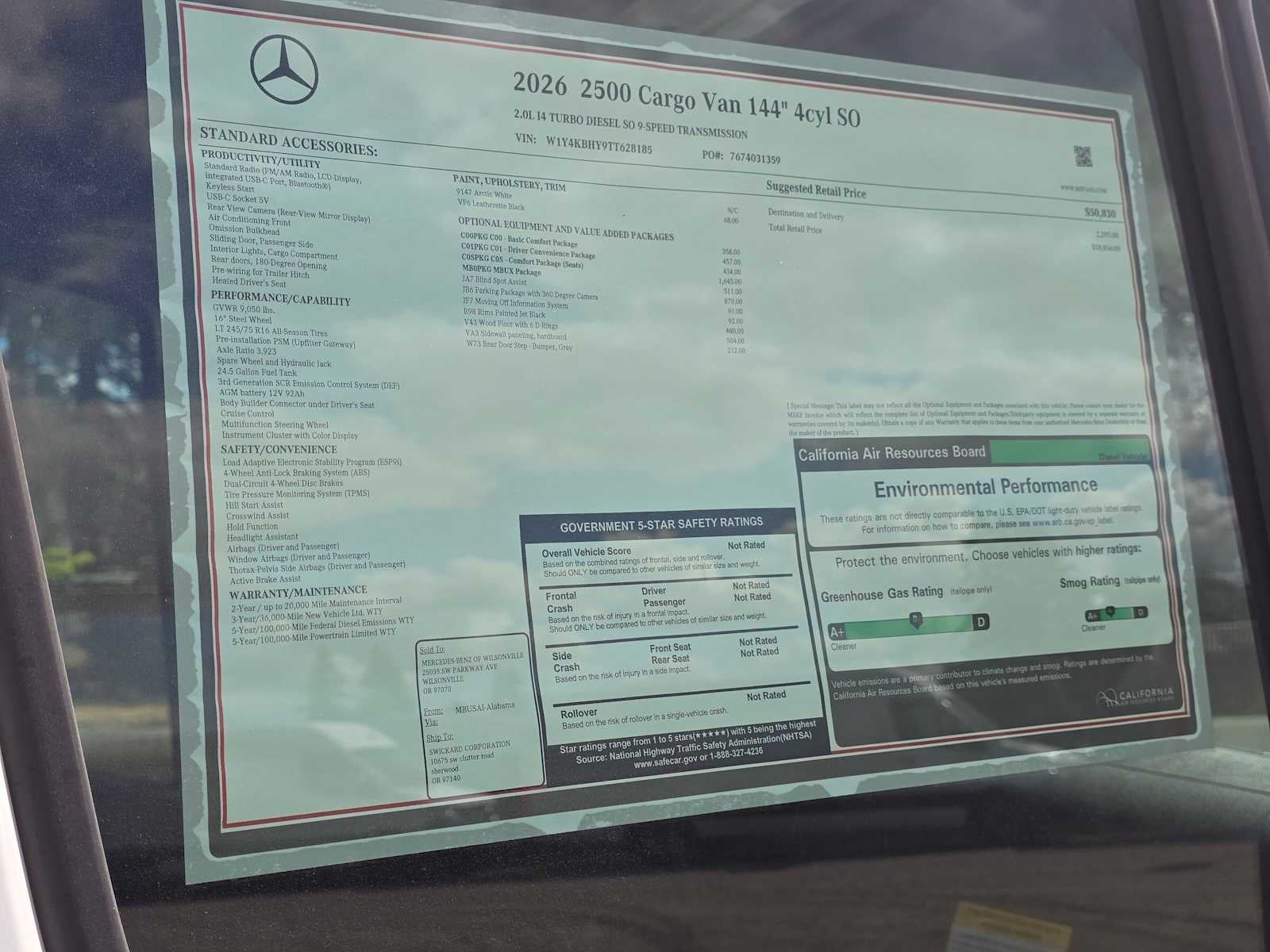 2026 Mercedes-Benz Sprinter 2500 Standard Roof I4 Diesel 144 RWD