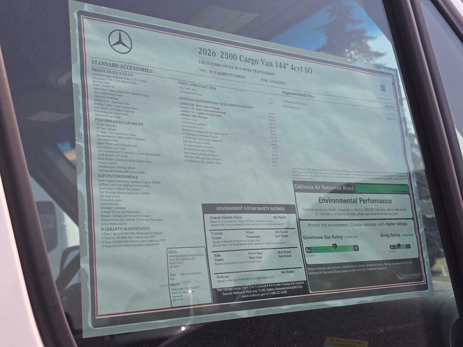 2026 Mercedes-Benz Sprinter 2500 Standard Roof I4 Diesel 144 RWD