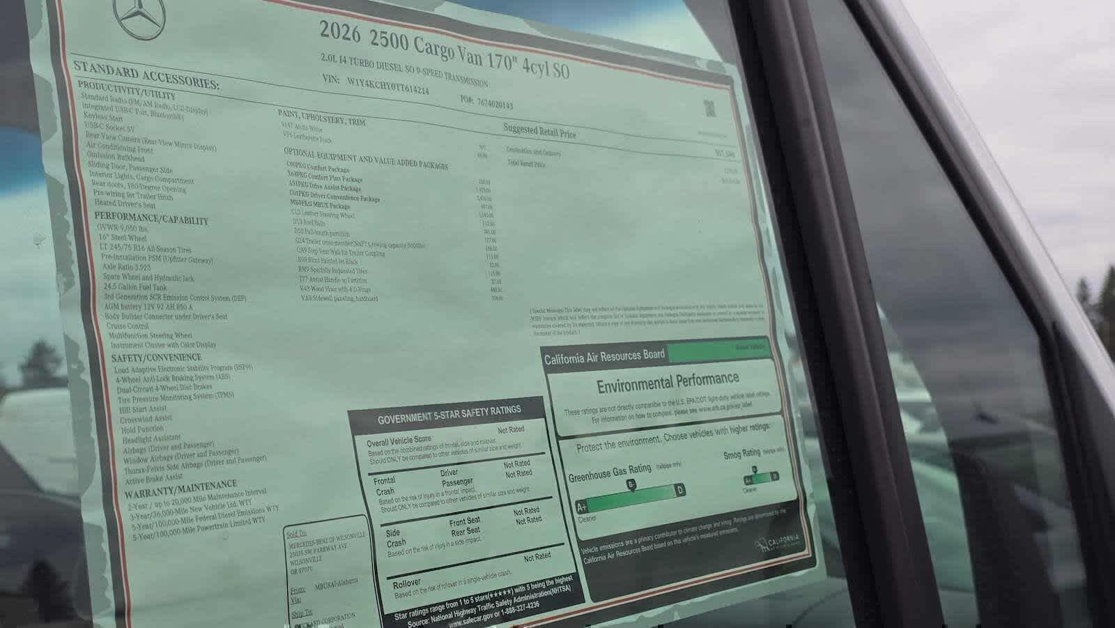 2026 Mercedes-Benz Sprinter 2500 High Roof I4 Diesel 170 RWD