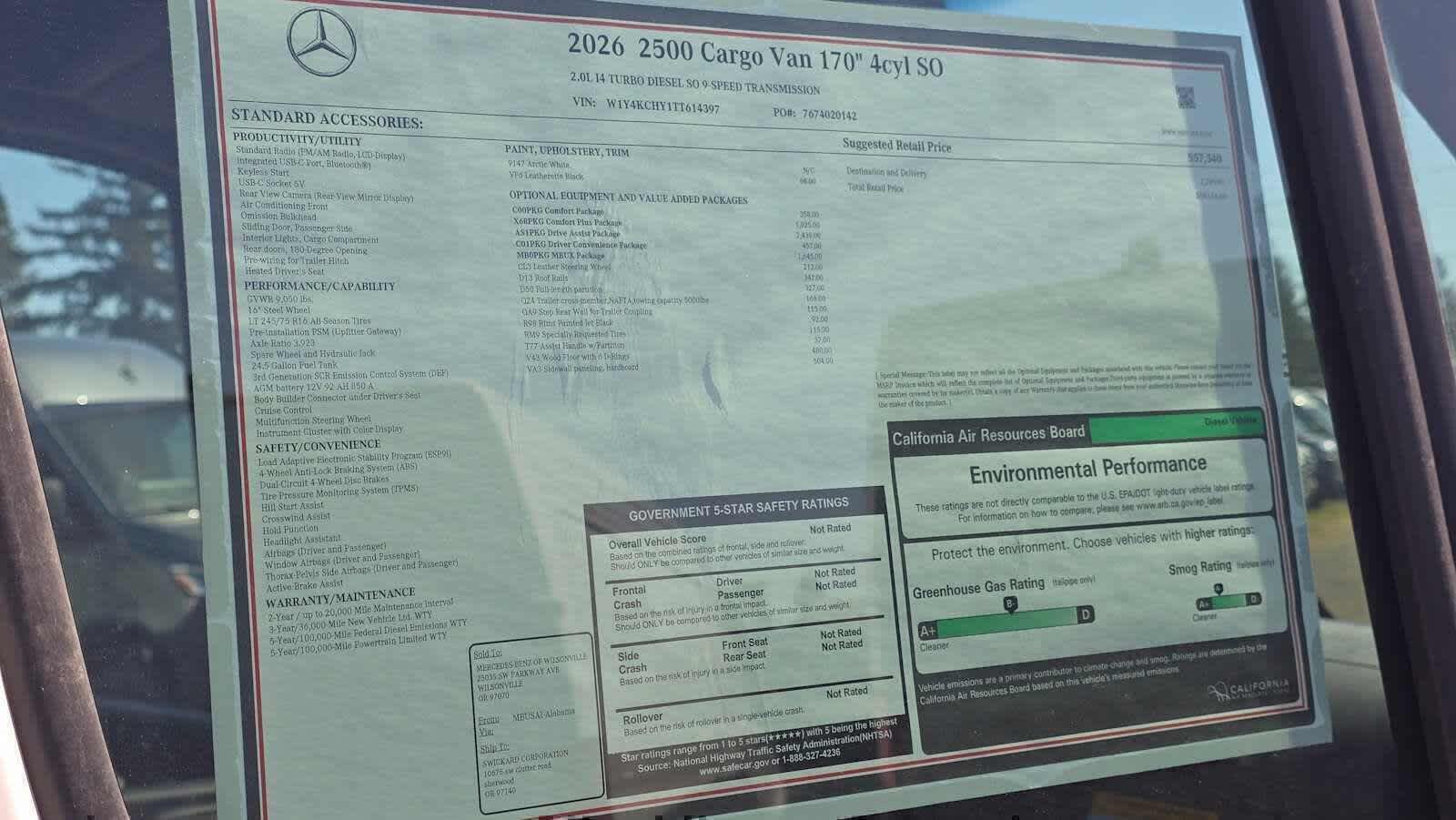 2026 Mercedes-Benz Sprinter 2500 High Roof I4 Diesel 170 RWD