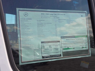 2026 Mercedes-Benz Sprinter Cargo 2500 High Roof I4 Diesel 170 RWD