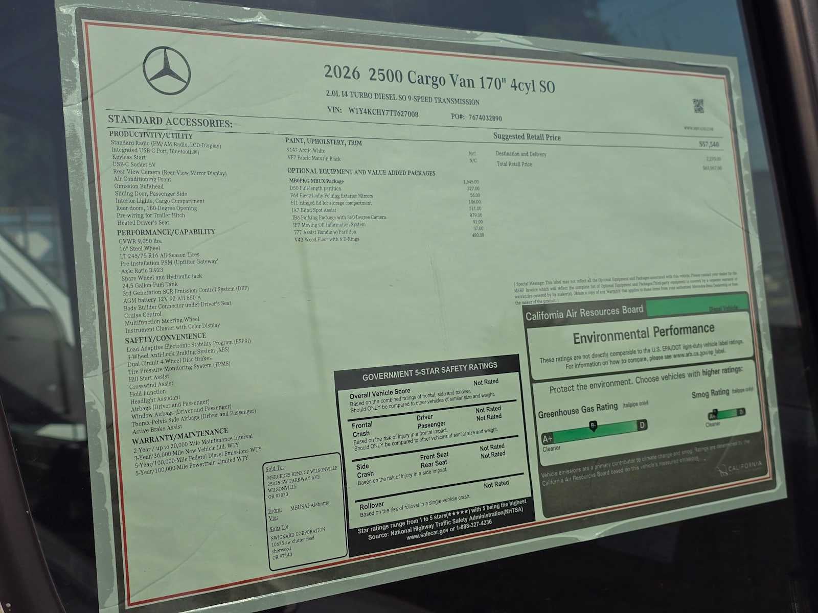 2026 Mercedes-Benz Sprinter 2500 High Roof I4 Diesel 170 RWD